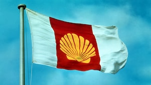 Flag bearing Shell branding