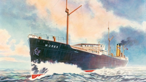 Colour illustration of the Murex ship in sea